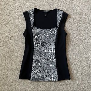 Black and White Patterned Sleeveless WHBM Top